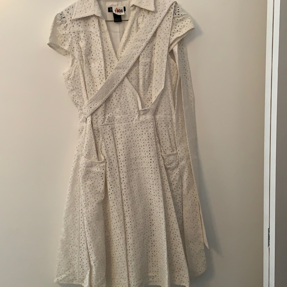 INC International Concepts White Lace Sheath Dress